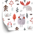Tapeta Dla Dzieci – Sowa, Łoś I Niedźwiedź