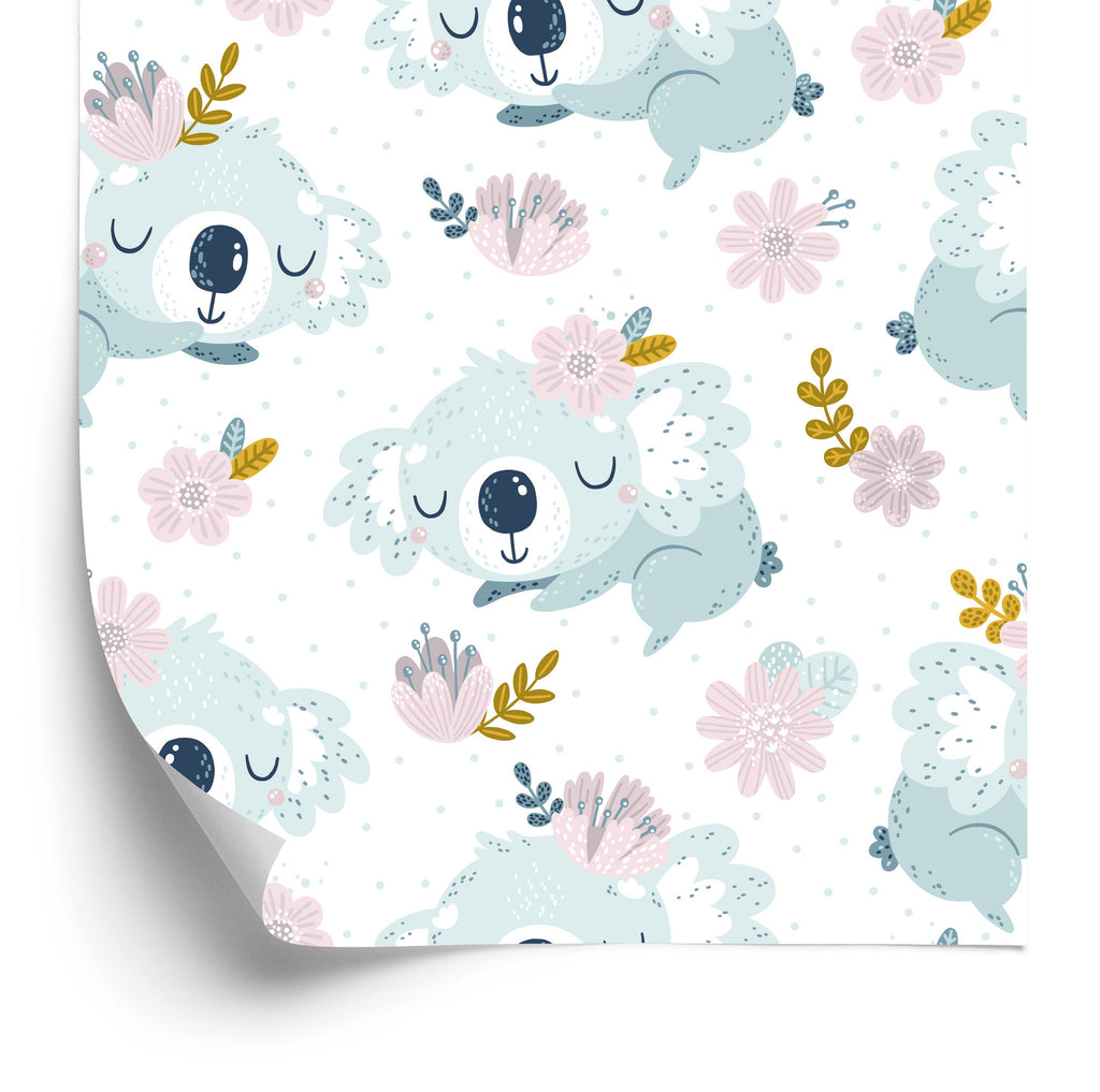 Tapeta Misie Koala Kwiaty