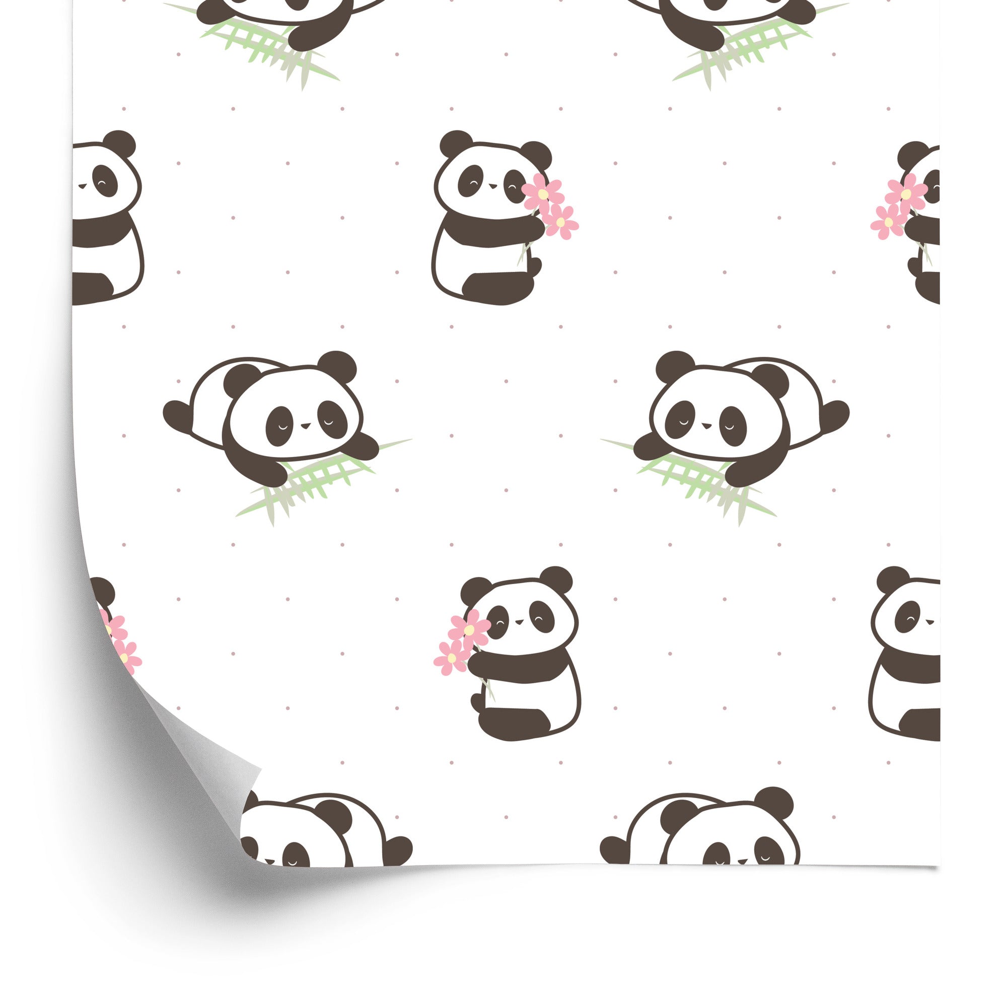Tapeta Pandy Z Kwiatami