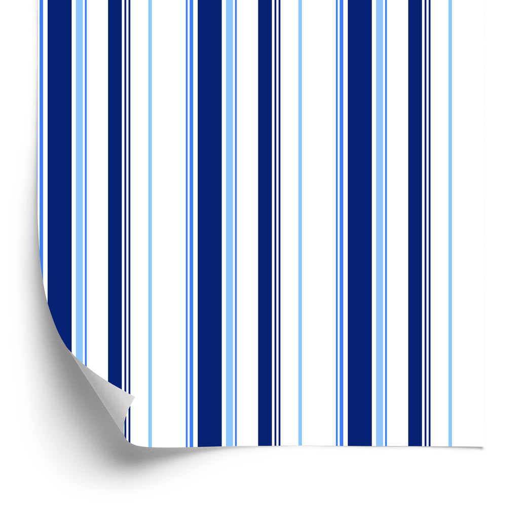 Tapeta Niebiesko - Białe Pionowe Paski