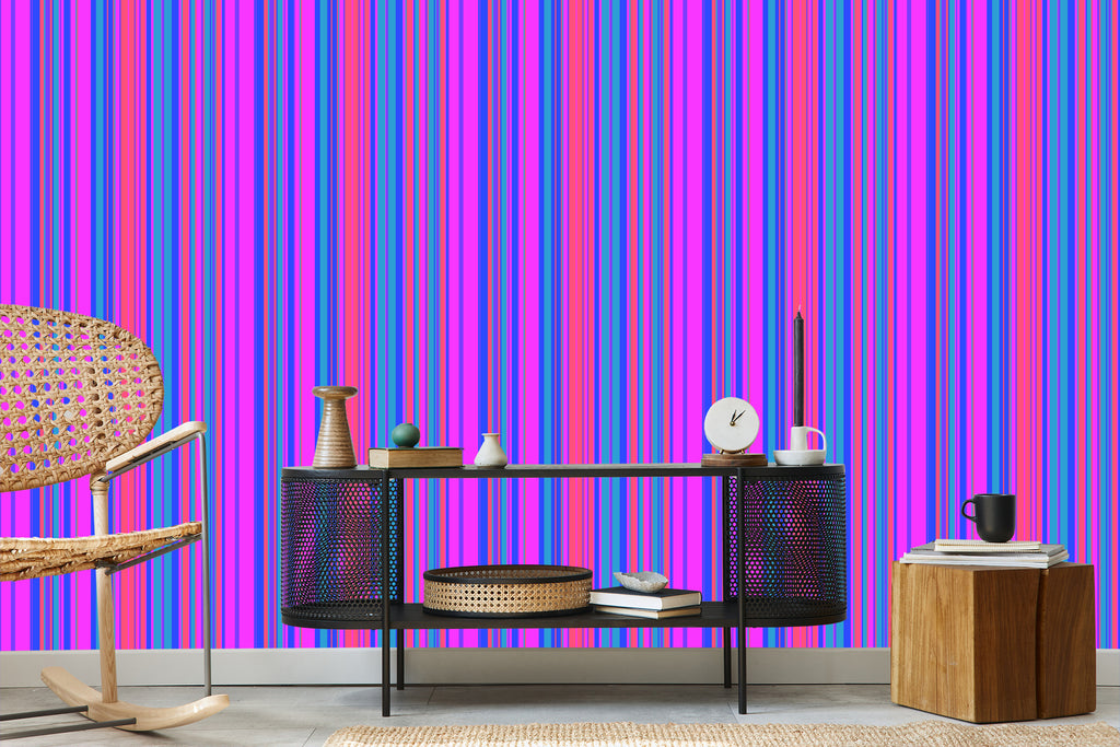 Tapeta W Nowoczesne, Kolorowe Pasy, Salon, Biuro