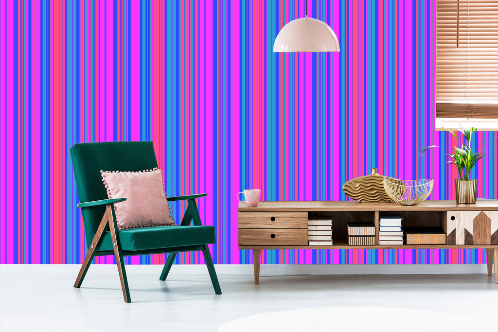 Tapeta W Nowoczesne, Kolorowe Pasy, Salon, Biuro