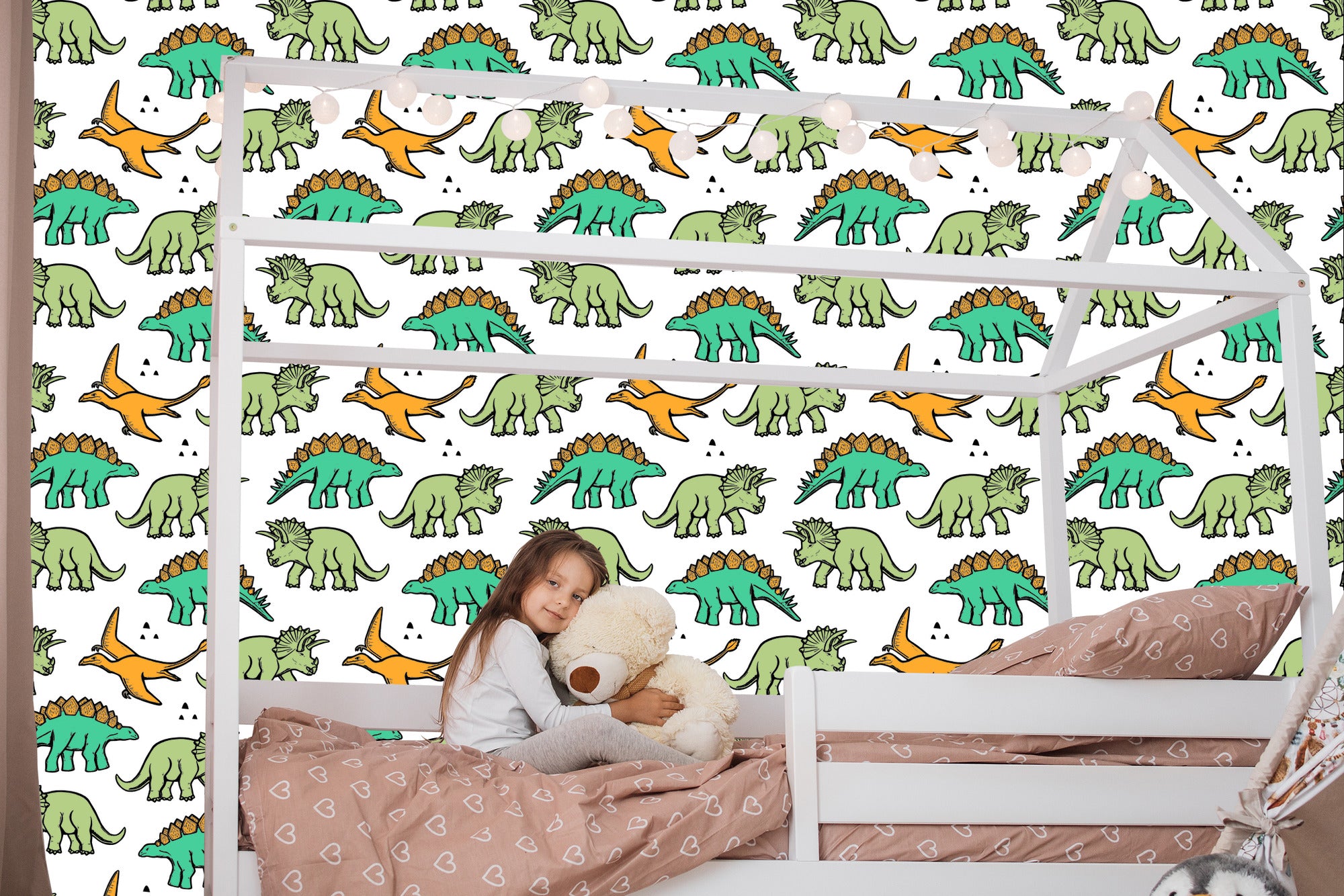 Tapeta W Kolorowe Dinozaury, Dla Dzieci
