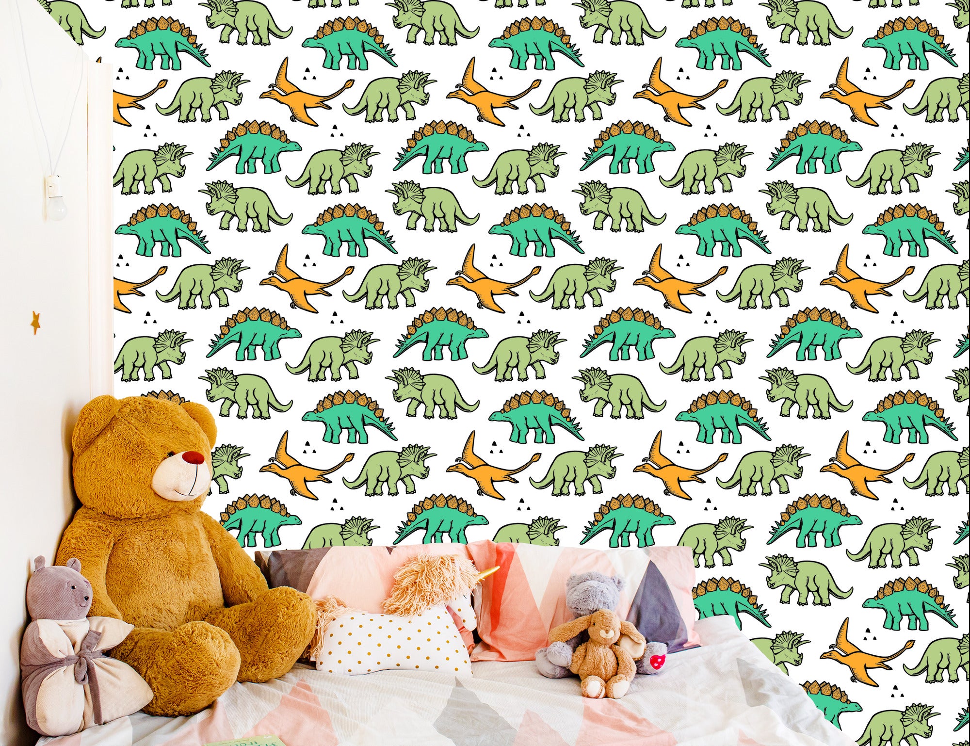 Tapeta W Kolorowe Dinozaury, Dla Dzieci