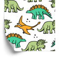 Tapeta W Kolorowe Dinozaury, Dla Dzieci