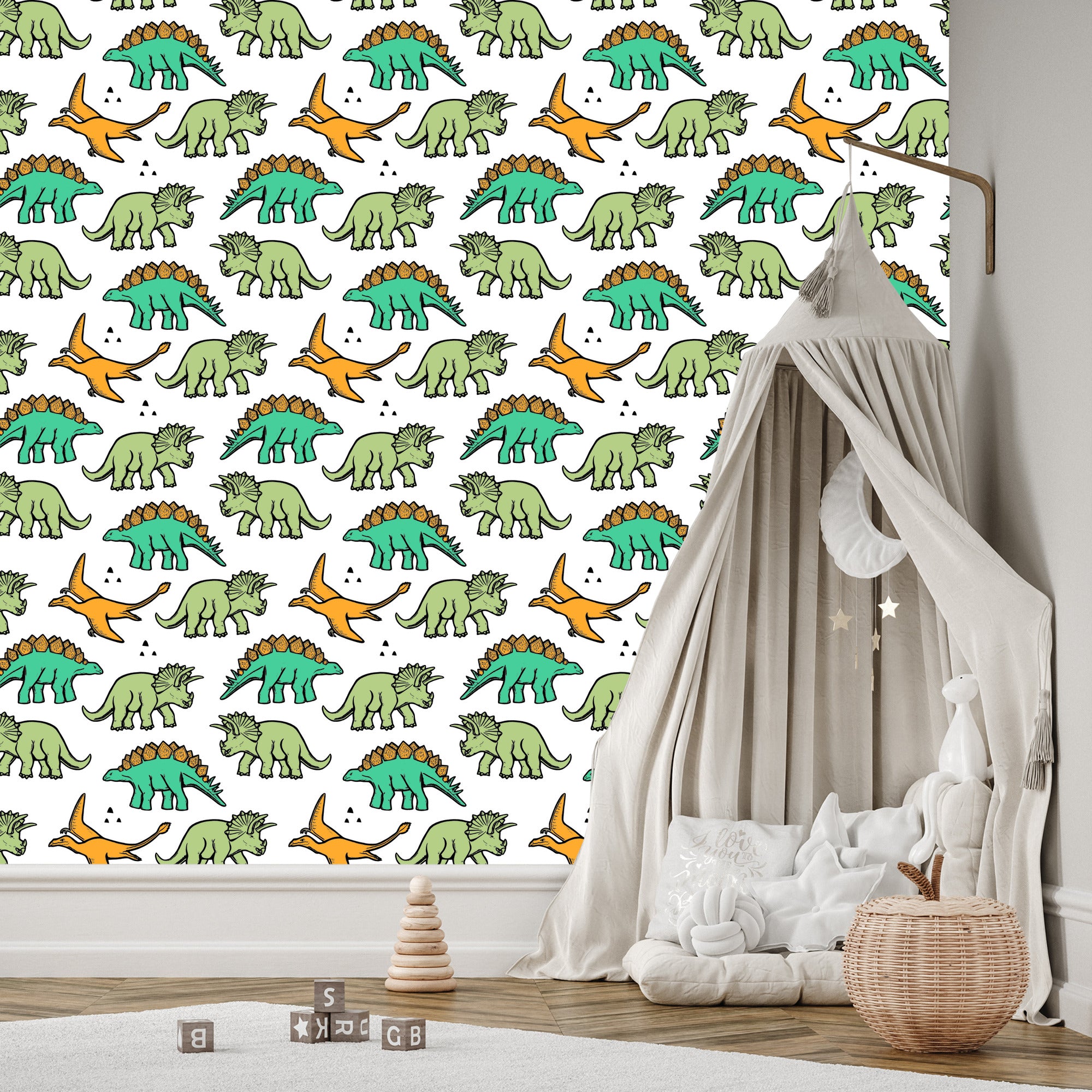 Tapeta W Kolorowe Dinozaury, Dla Dzieci
