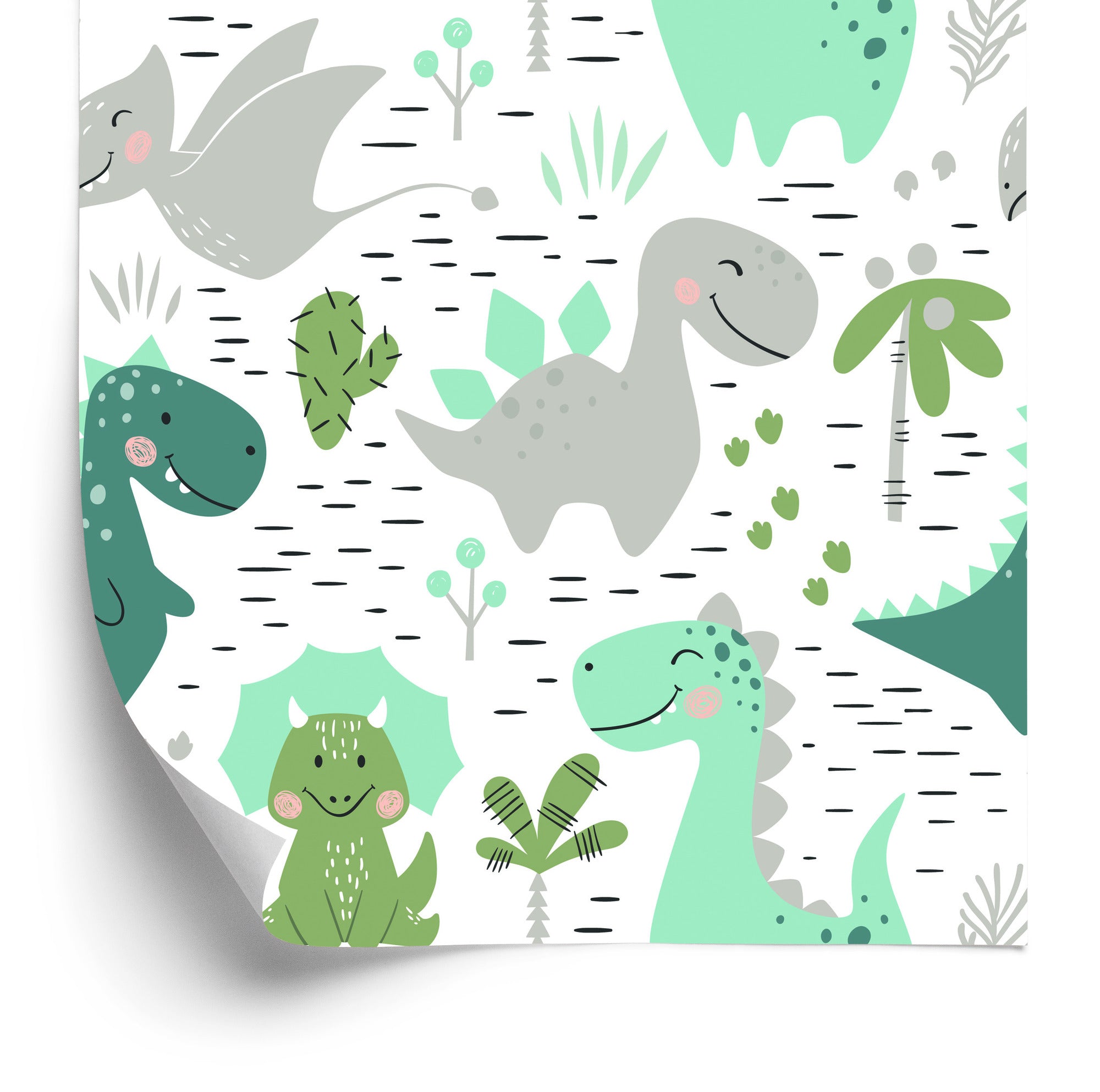 Tapeta Do Pokoju Dziecka Dinozaury Kaktusy