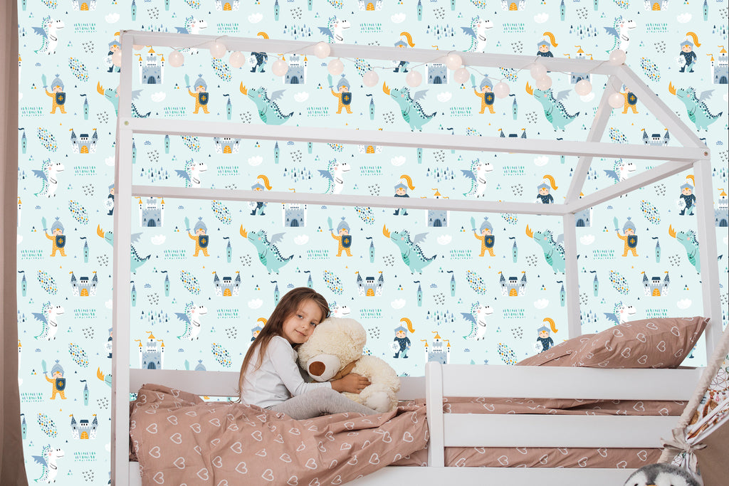 Tapeta Zamek, Smoki, Rycerze Z Bajki, Dla Chłopca