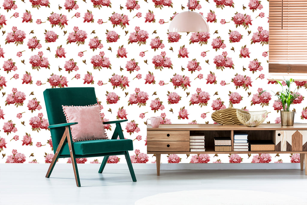 Tapeta Kolorowe Peonie - Akwarela