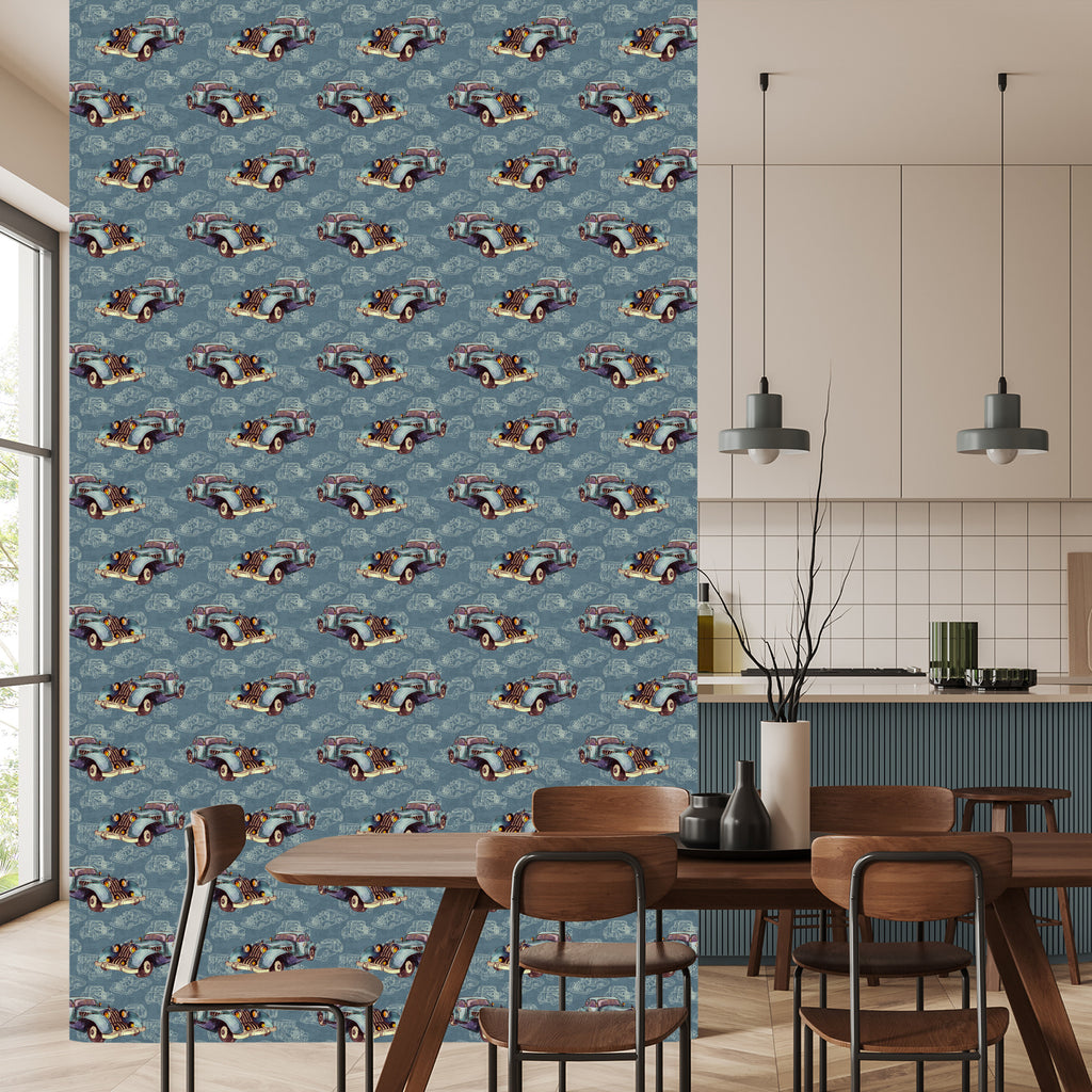 Tapeta Dla Dzieci - Starodawne Auta Malowane Akwarelą W Stylu Vintage