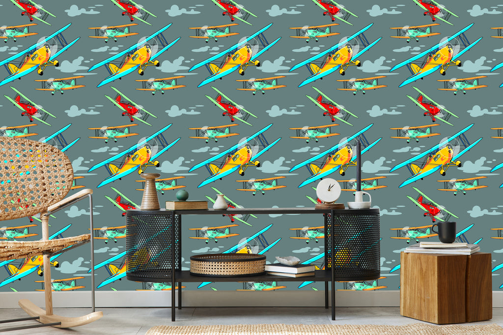 Tapeta Kolorowe Samoloty Retro