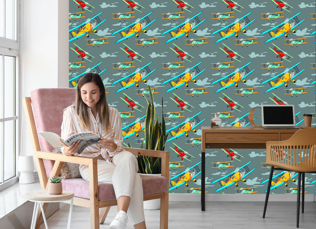 Tapeta Kolorowe Samoloty Retro