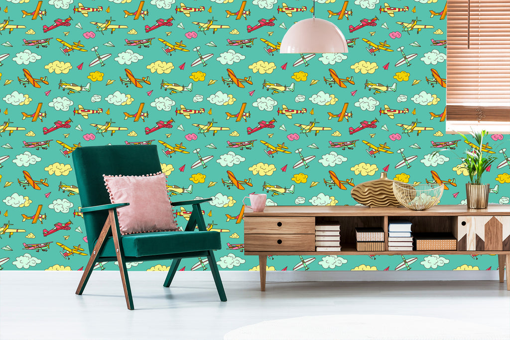 Tapeta Kolorowe Samoloty W Stylu Retro