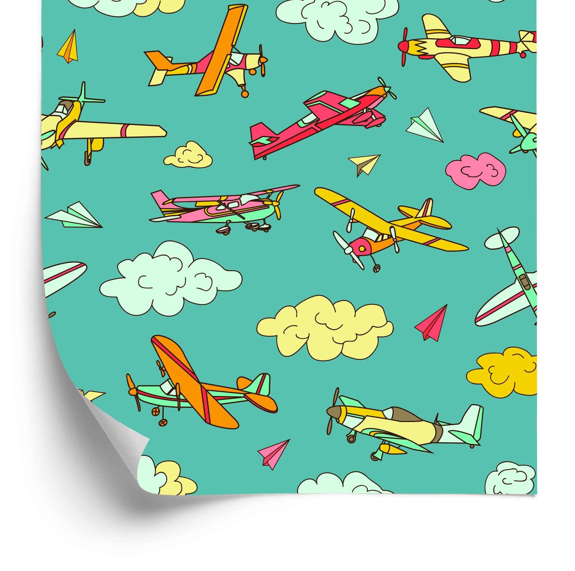 Tapeta Kolorowe Samoloty W Stylu Retro