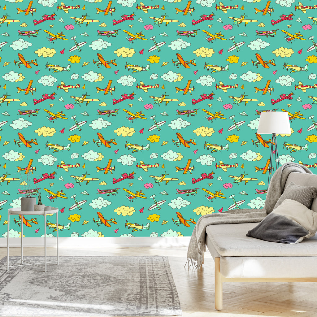 Tapeta Kolorowe Samoloty W Stylu Retro