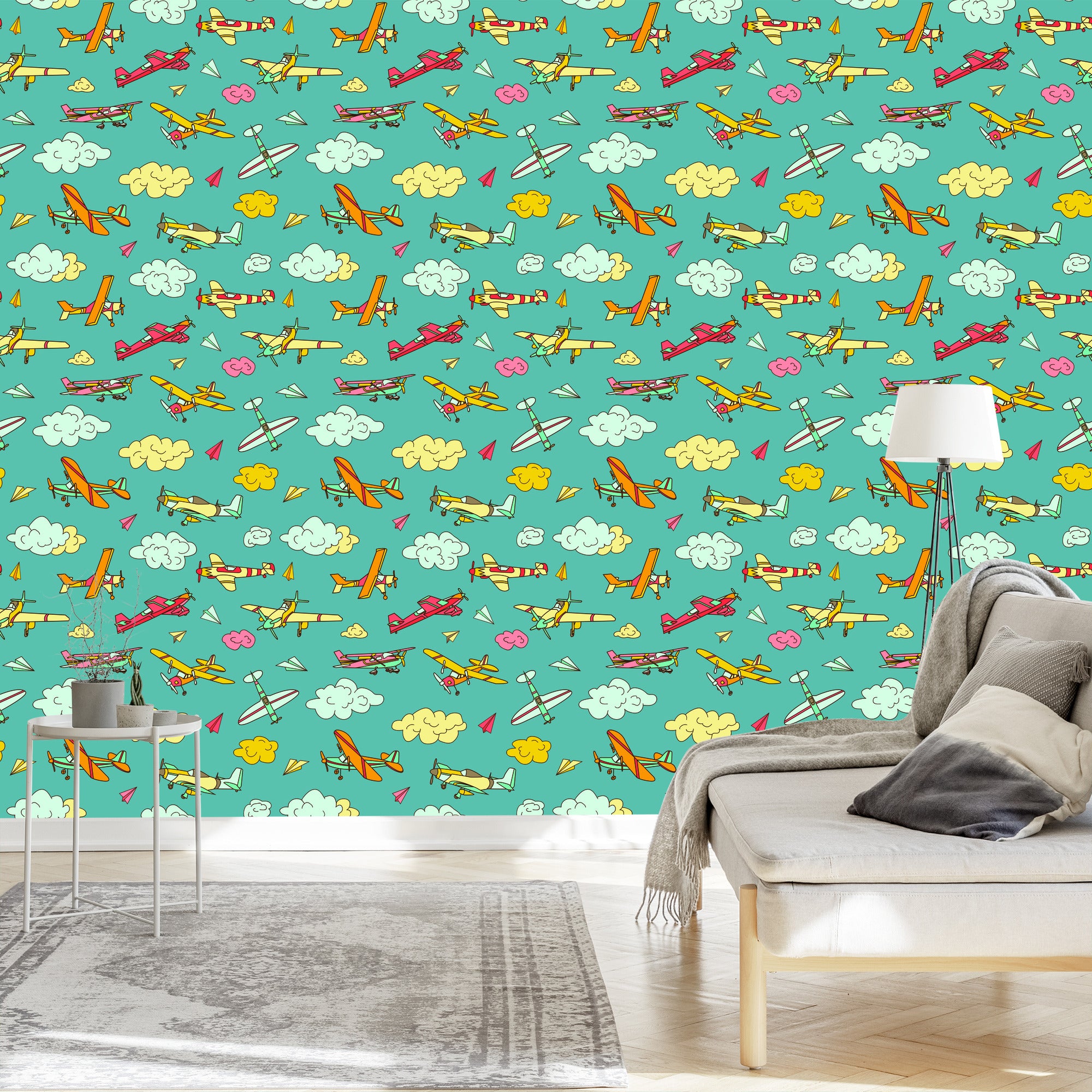 Tapeta Kolorowe Samoloty W Stylu Retro