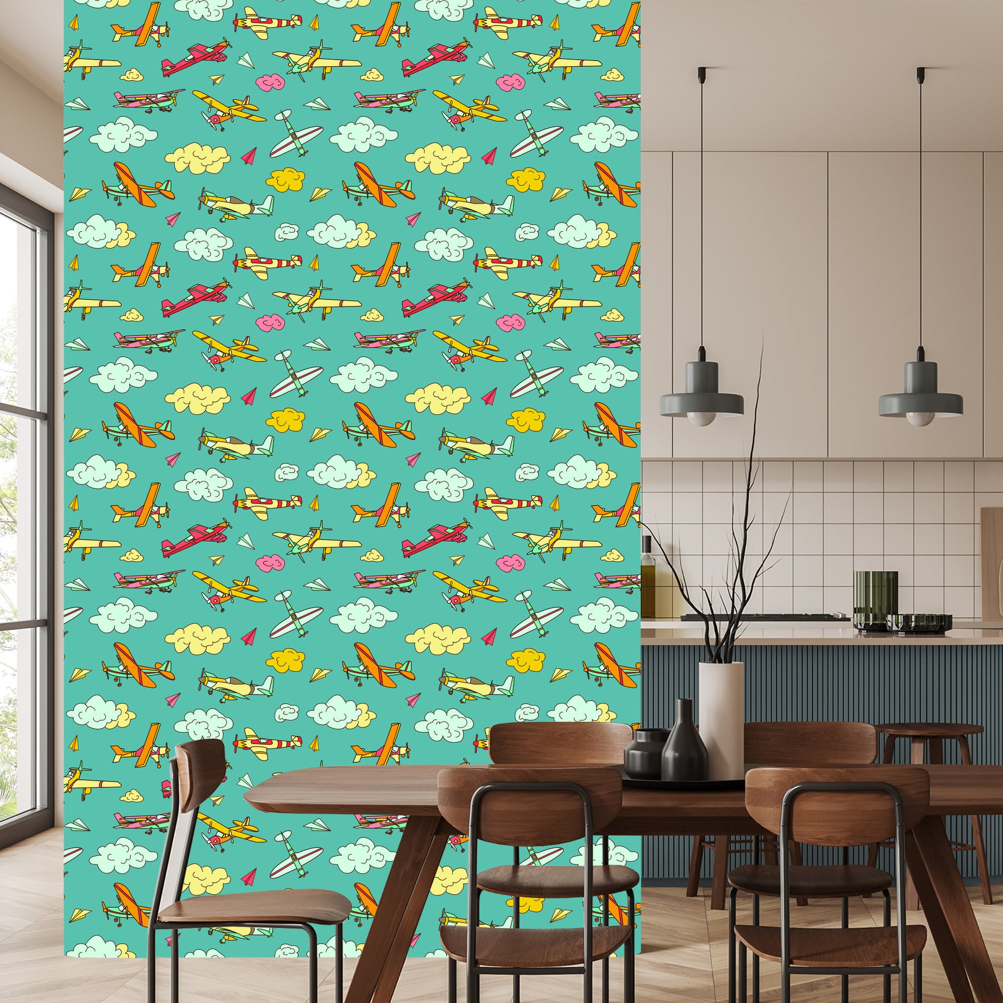 Tapeta Kolorowe Samoloty W Stylu Retro