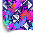 Tapeta Liście Na Wzorach Geometrycznych