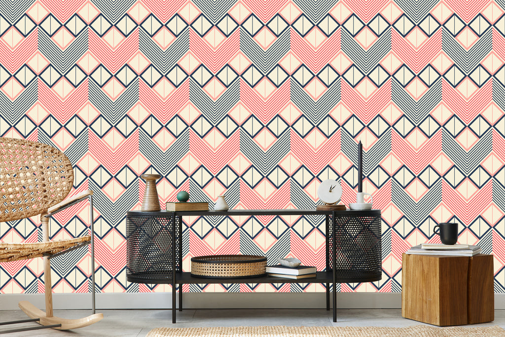 Tapeta Geometryczne Wzory W Stylu Retro