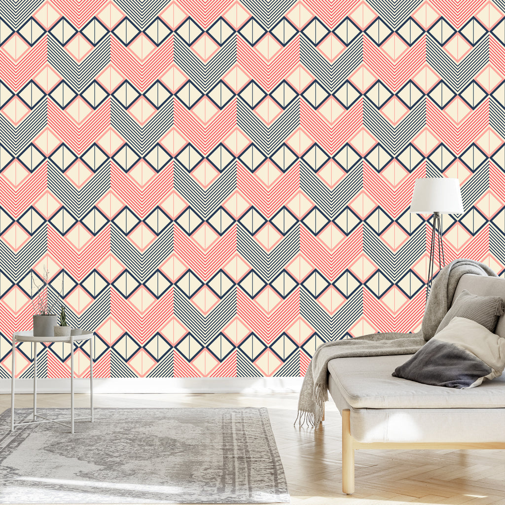 Tapeta Geometryczne Wzory W Stylu Retro