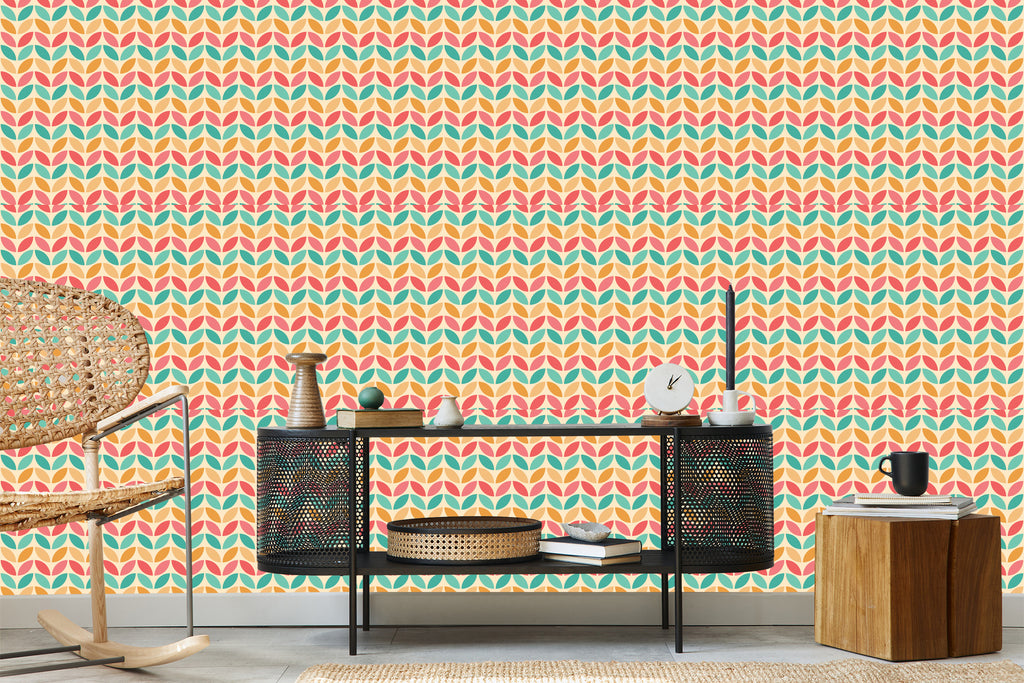 Tapeta Kolorowe Liście W Stylu Retro