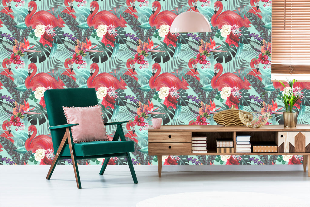 Tapeta Flamingi, Kwiaty, Natura, Do Salonu