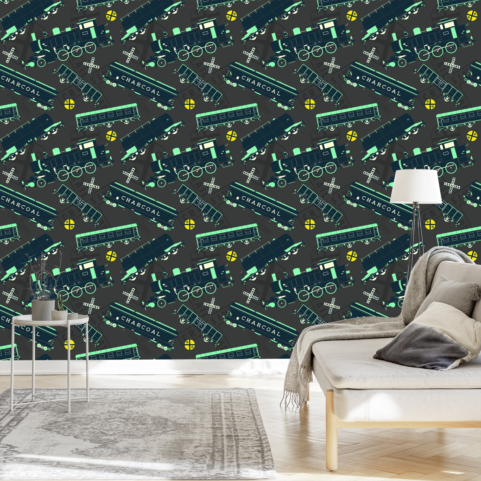 Tapeta Kolorowe Parowozy Vintage