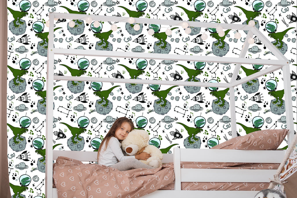 Tapeta Do Pokoju Dziecka, Dinozaury Kosmos Gwiazdy