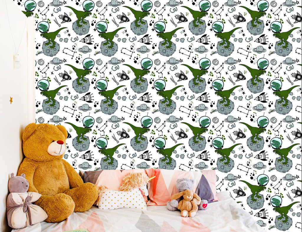 Tapeta Do Pokoju Dziecka, Dinozaury Kosmos Gwiazdy