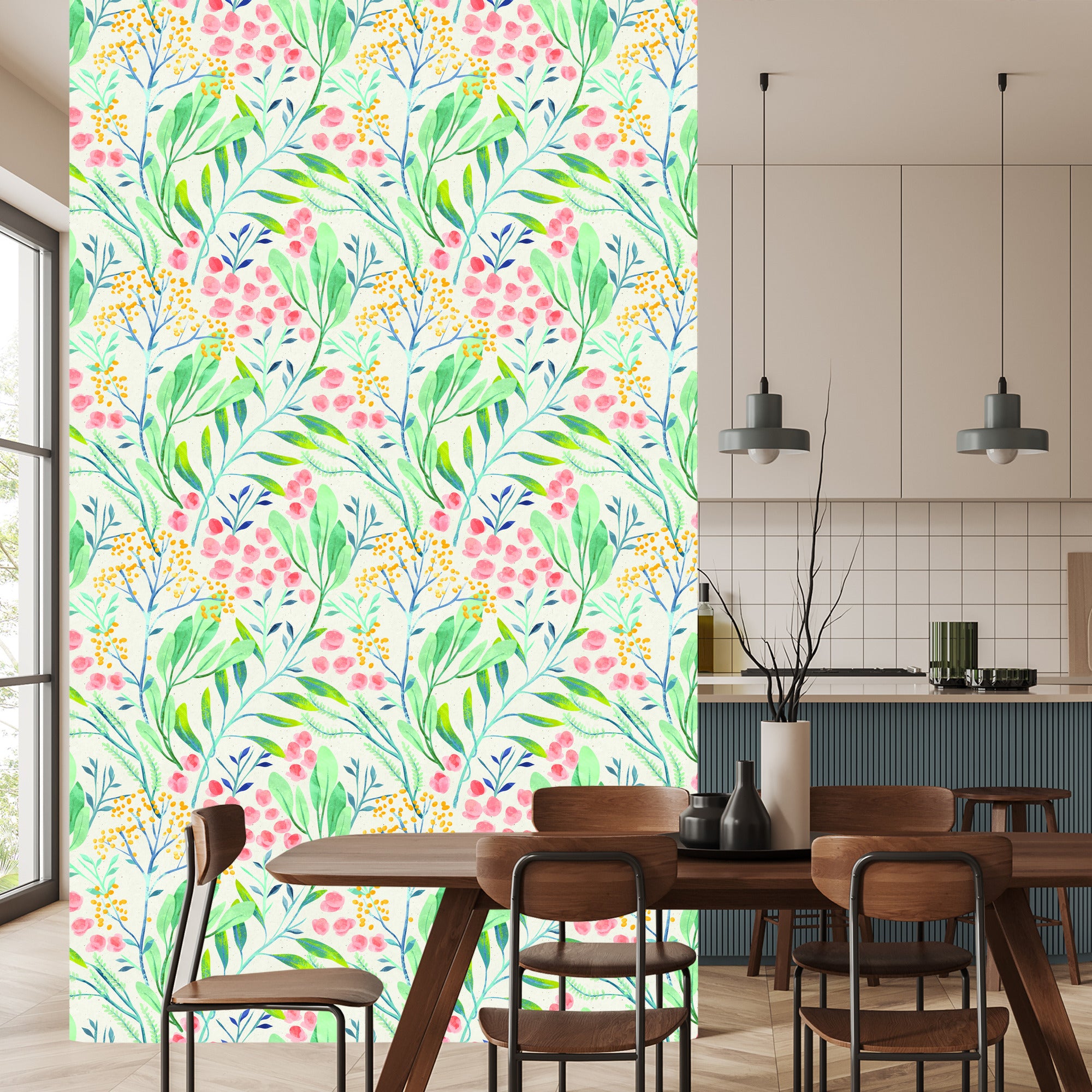 Tapeta Pastelowe Rośliny W Stylu Retro