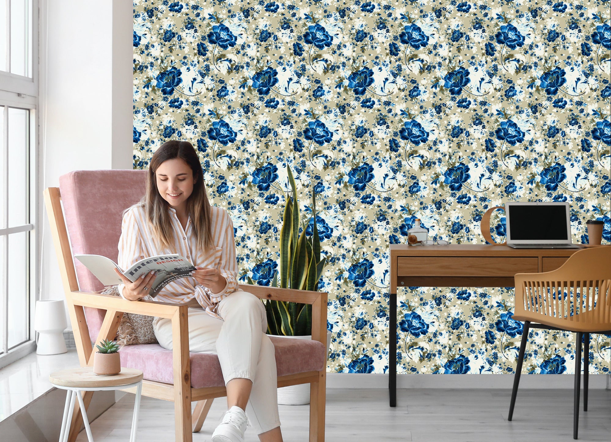 Tapeta Piękne Niebieskie Kwiaty