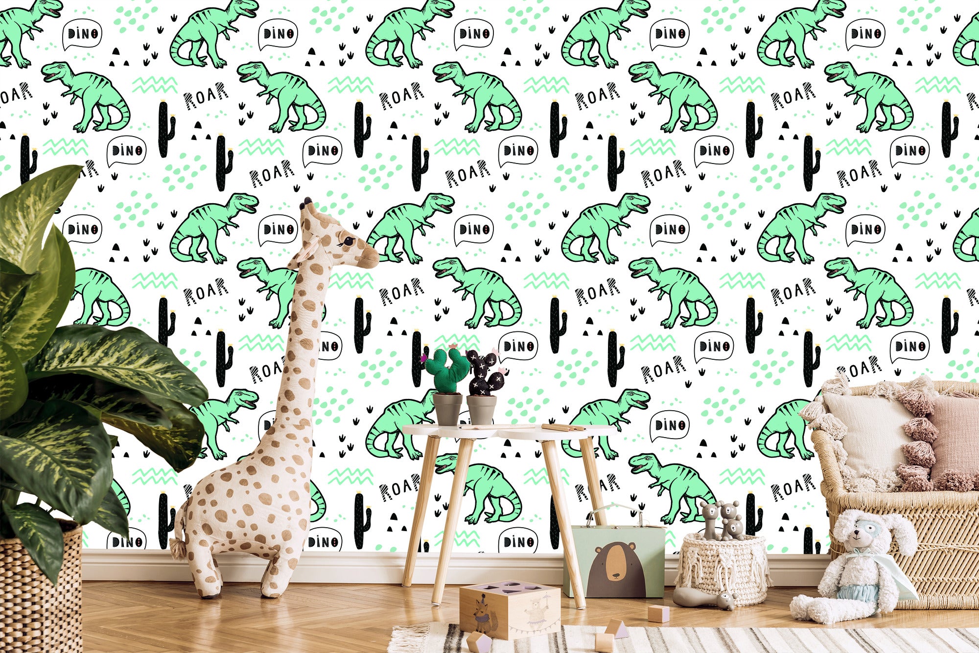 Tapeta W Dinozaury, Kaktusy, Do Pokoju Dziecka