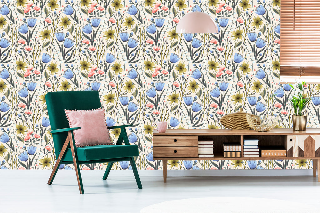 Tapeta Kwiaty Polne W Stylu Vintage