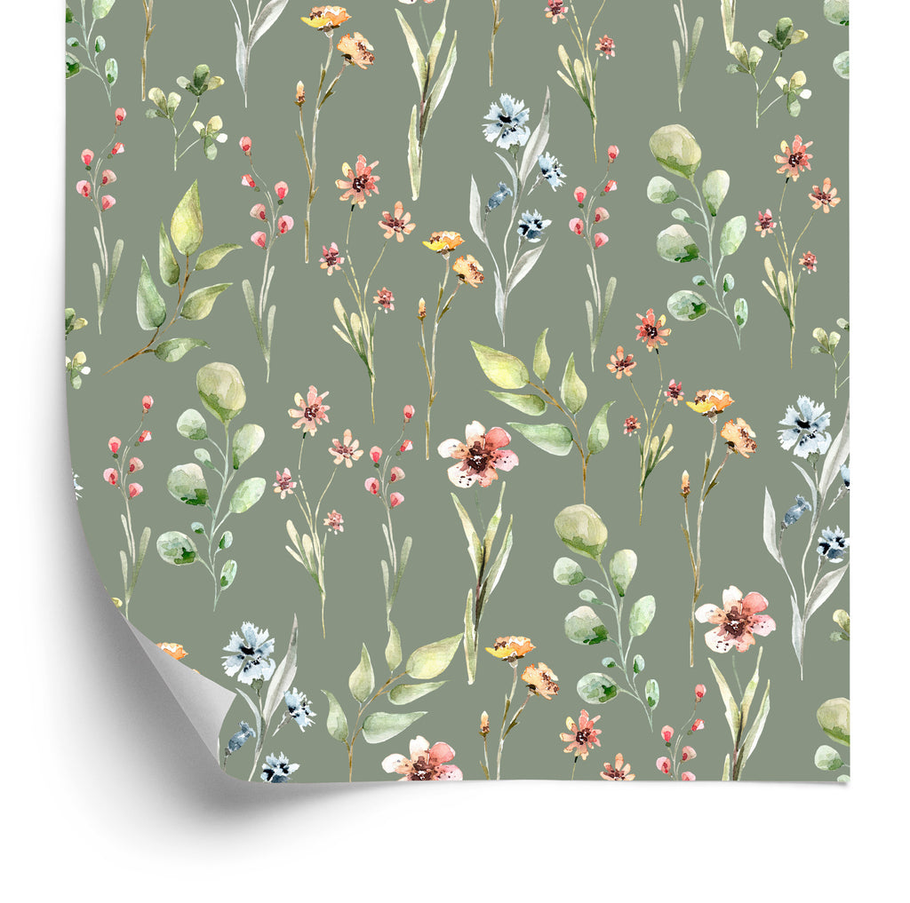 Tapeta Do Salonu Wiosenne Kwiaty Polne Liście 3D