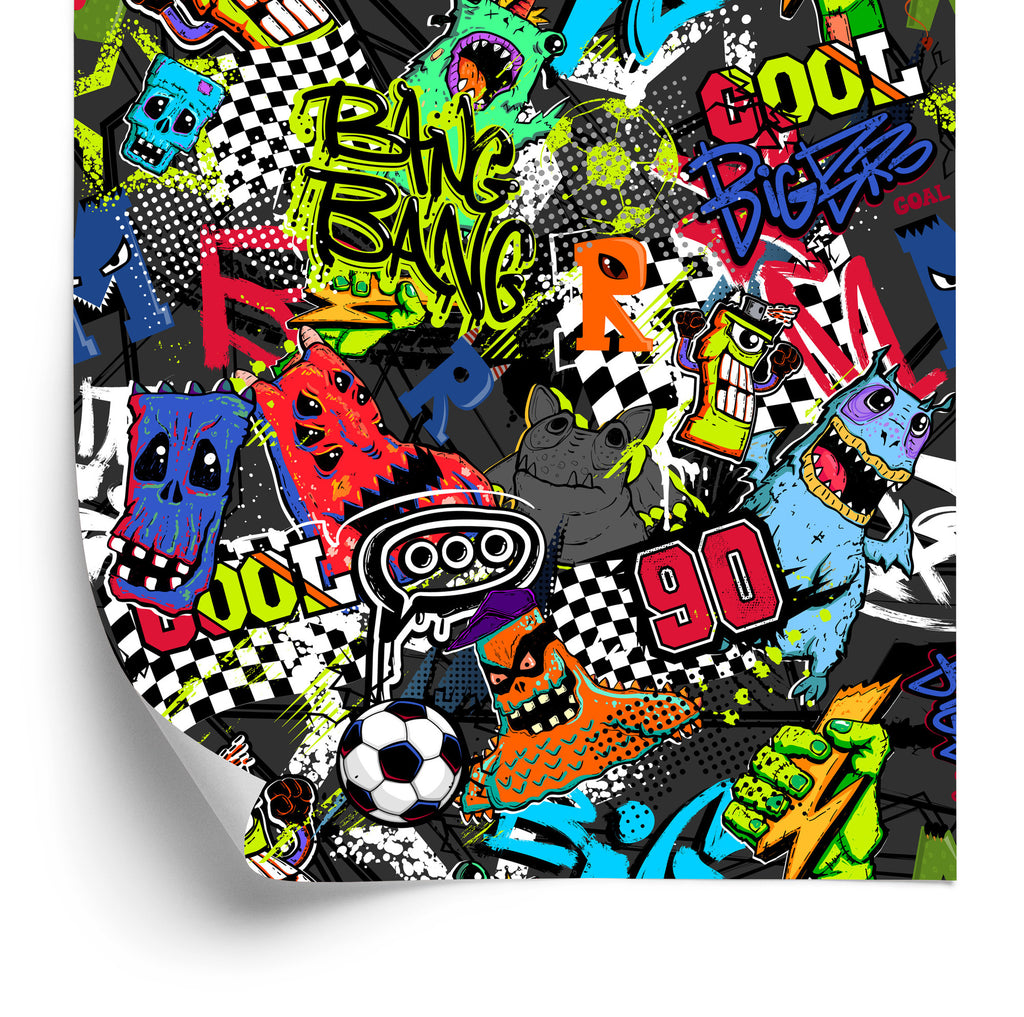 Tapeta Sportowa Dla Chłopca Piłka Nożna Graffiti