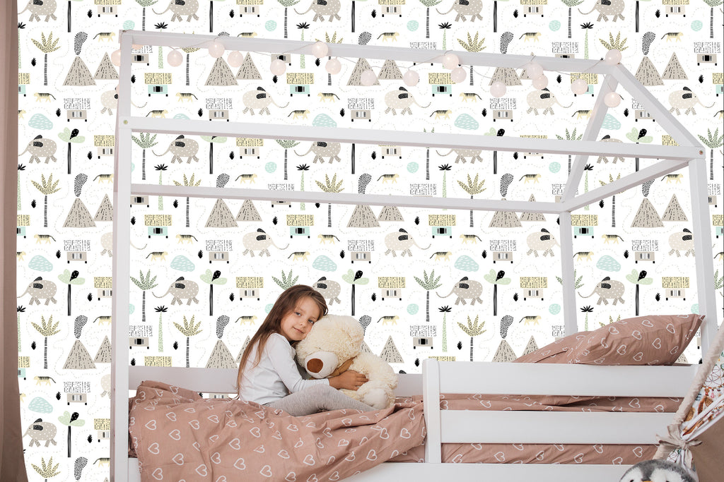 Tapeta Dla Chłopca, Zwierzęta Palmy Wulkan