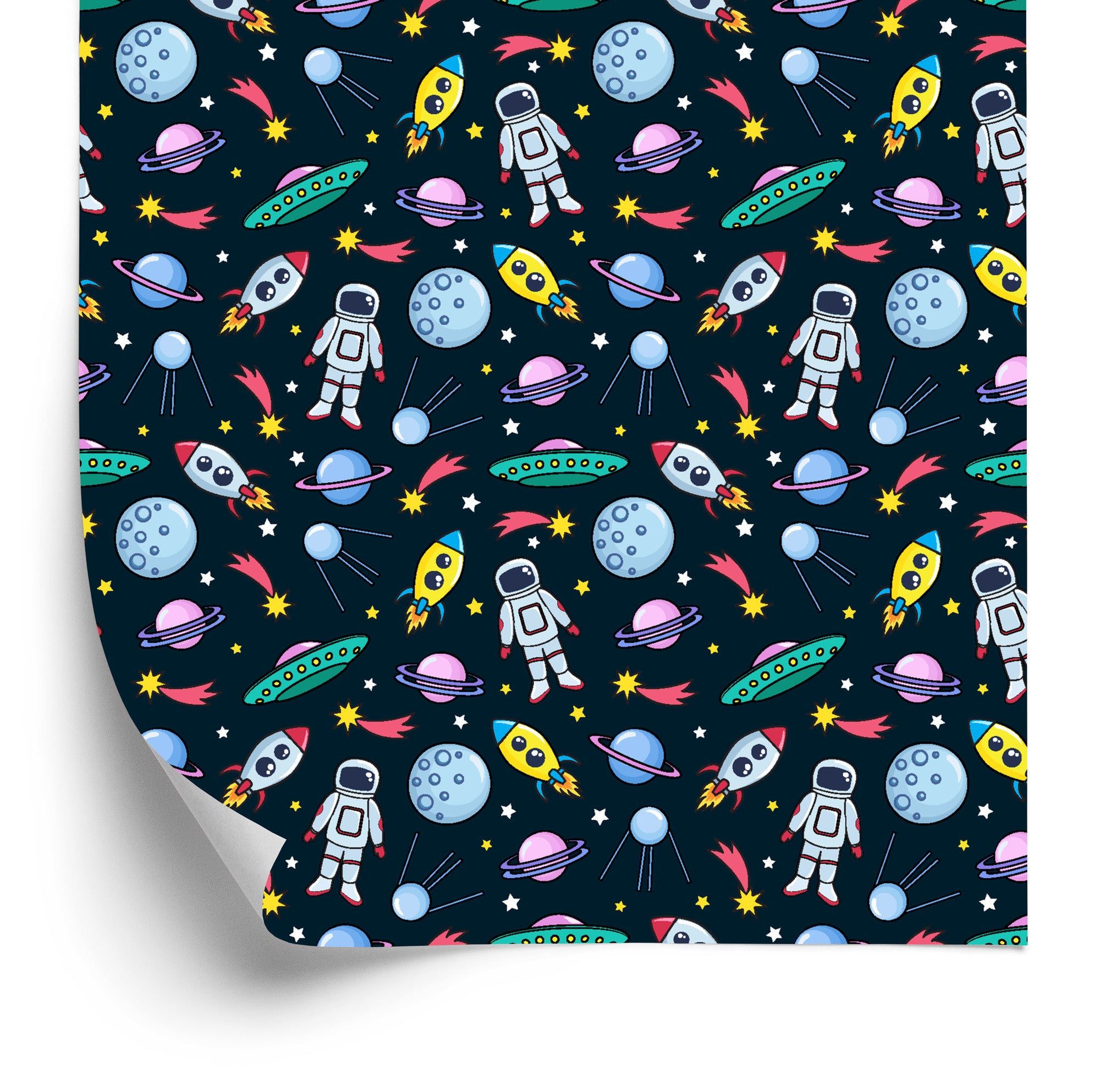 Tapeta Dla Dzieci - Planety, Astronauci, Rakiety I Ufo