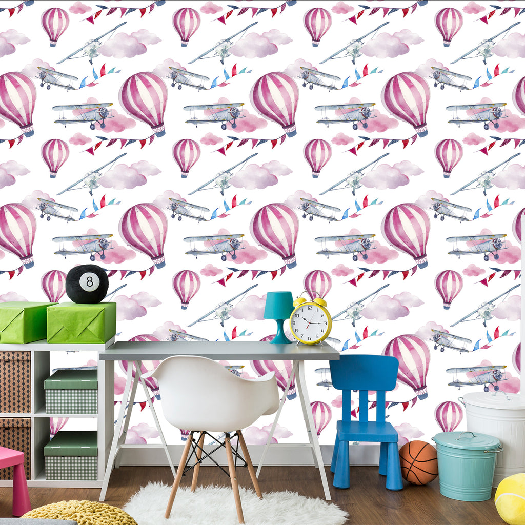 Tapeta Do Pokoju Dziecka, Kolorowe Balony Samoloty