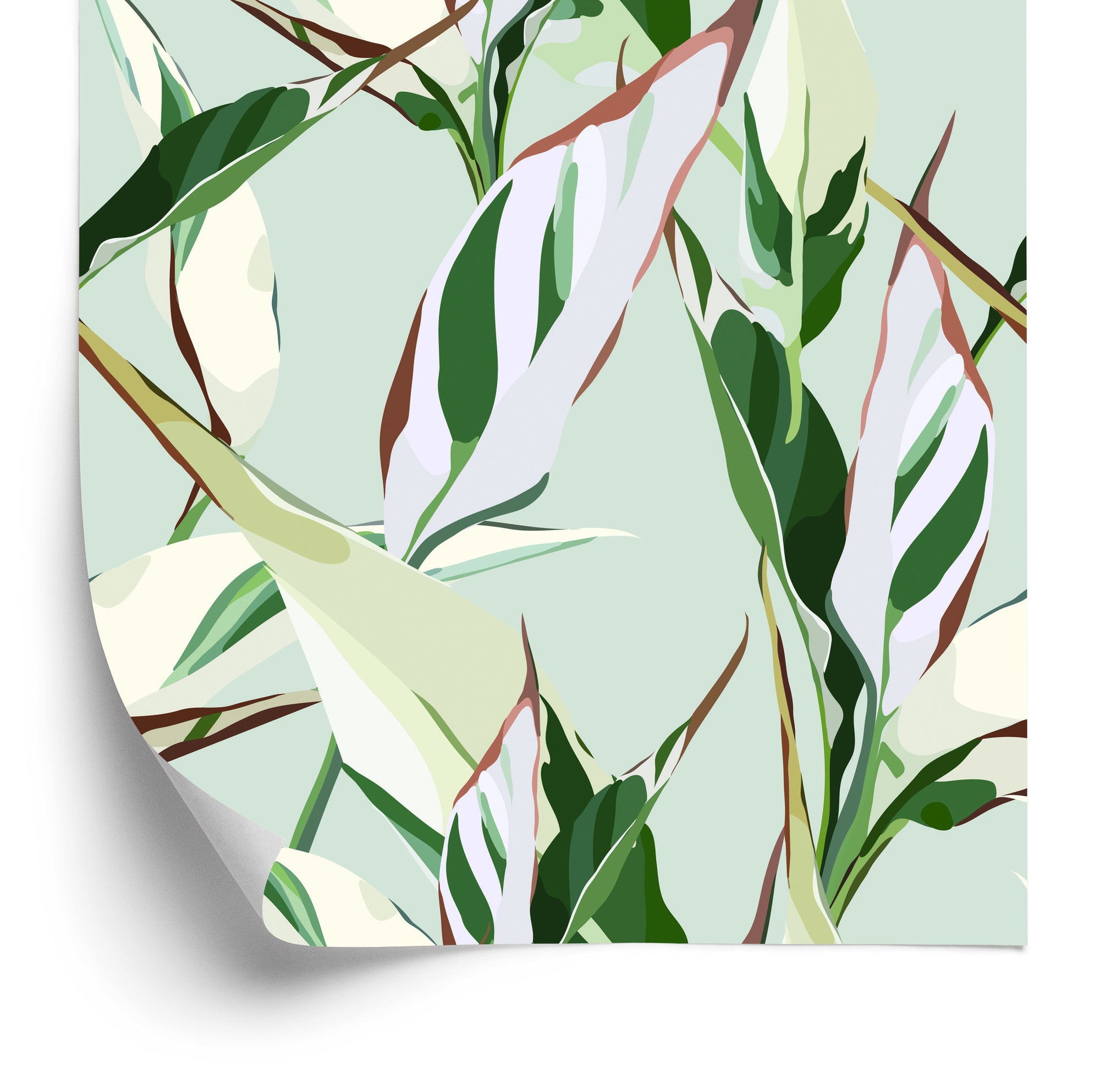 Tapeta W Stylu Retro Wzory Liście Natura