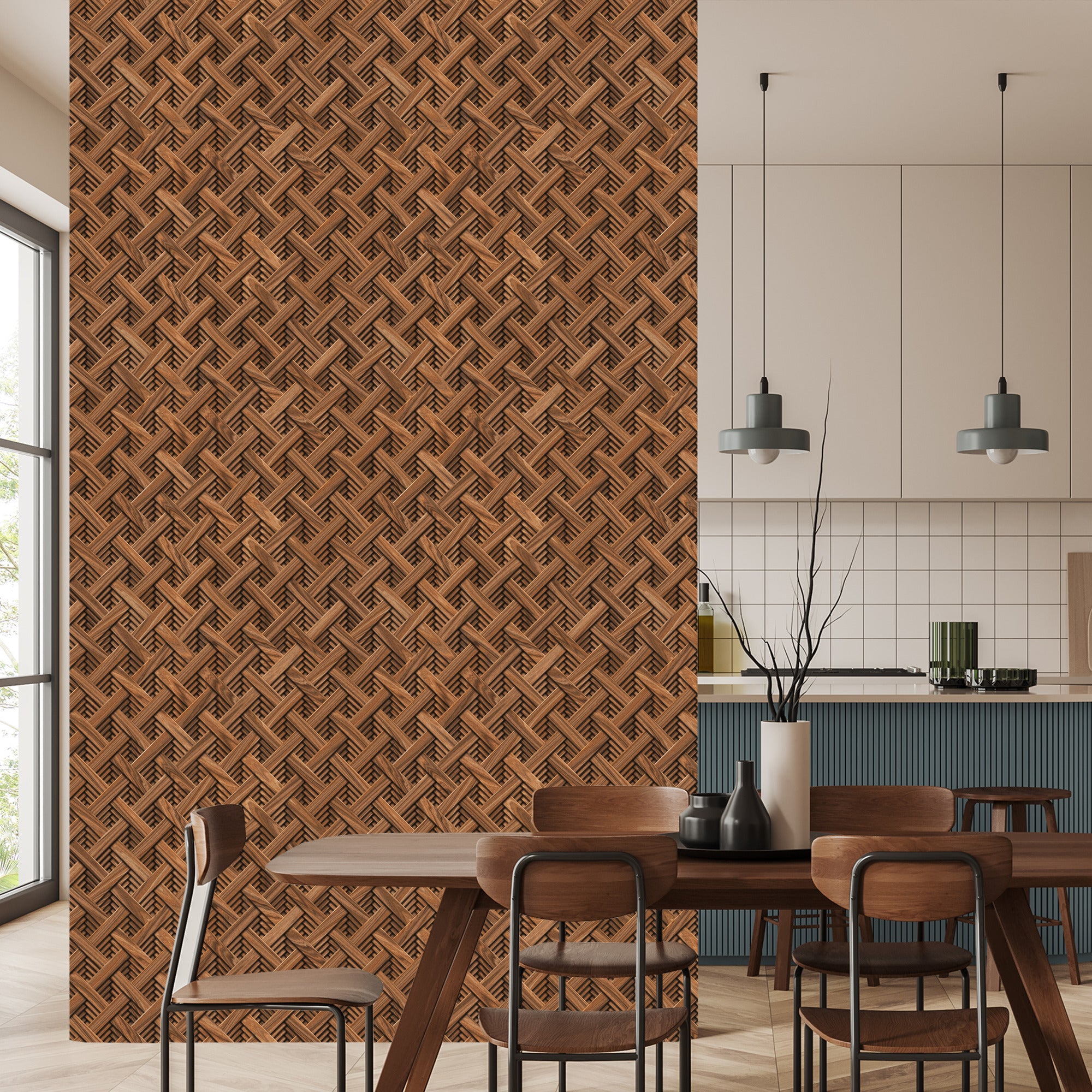 Tapeta Drewniany Wzór Geometryczny 3D