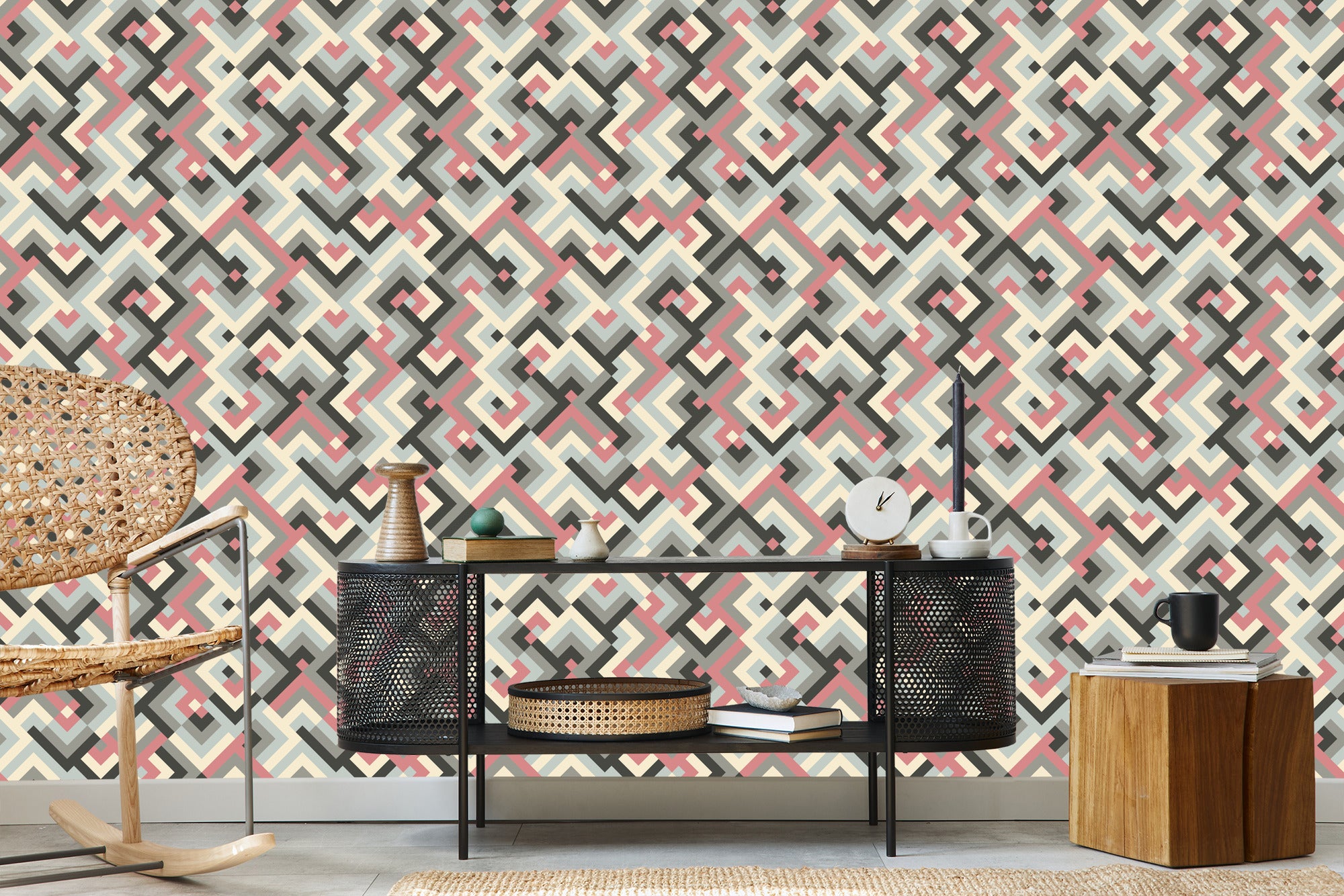 Tapeta Geometryczne Wzory W Stylu Retro