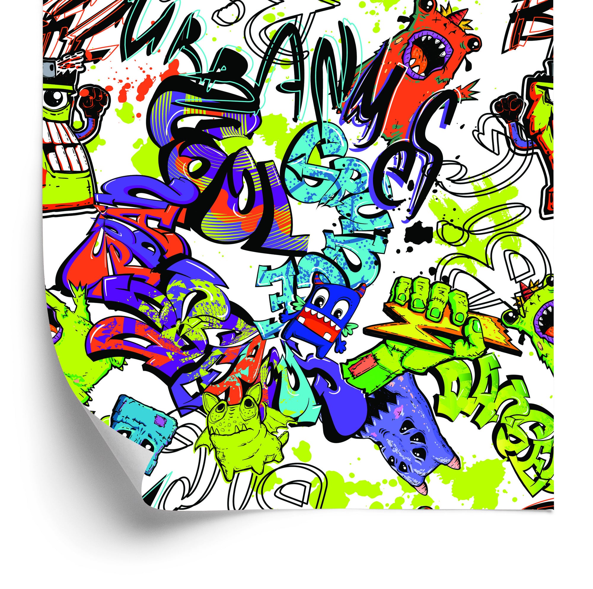 Tapeta Graffiti Z Kolorowymi Potworami