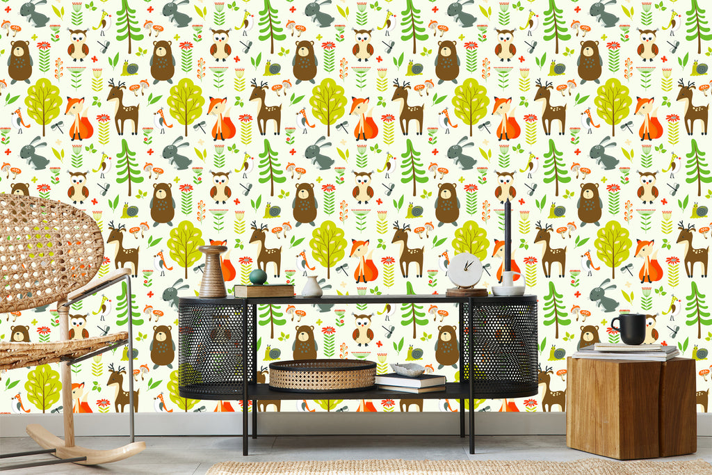 Tapeta Dla Dzieci – Szczęśliwe Leśne Zwierzęta
