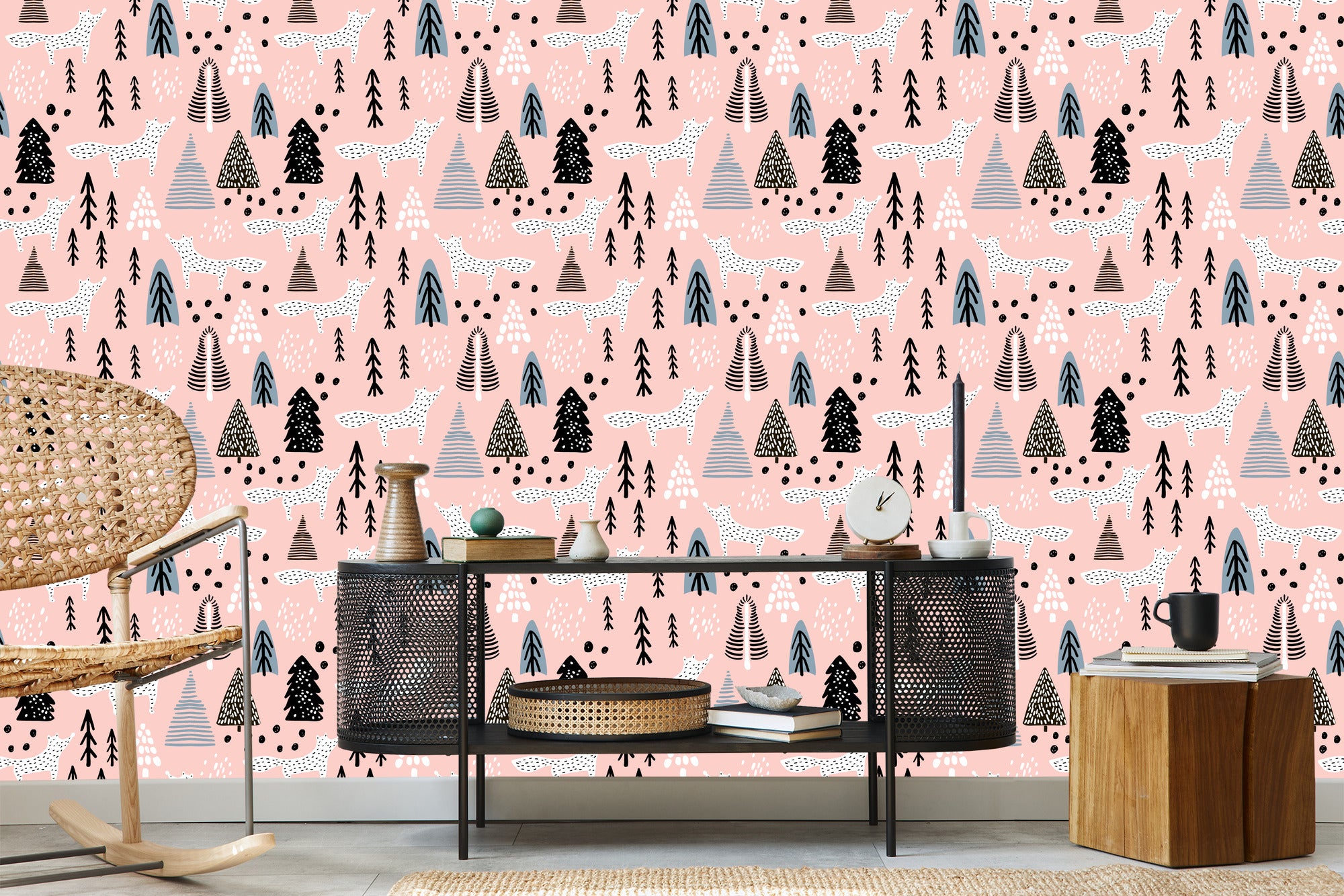 Tapeta Minimalistyczne Lisy W Lesie
