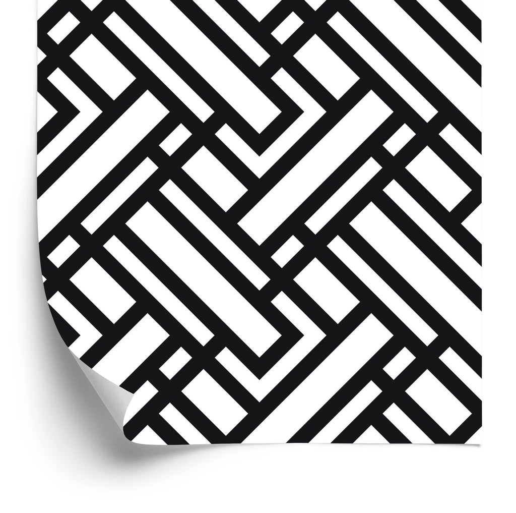 Tapeta Czarno - Białe Wzory Geometryczne
