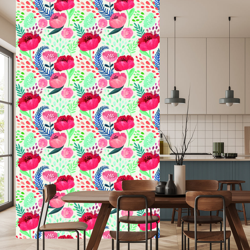 Tapeta Retro Maki Wśród Zieleni
