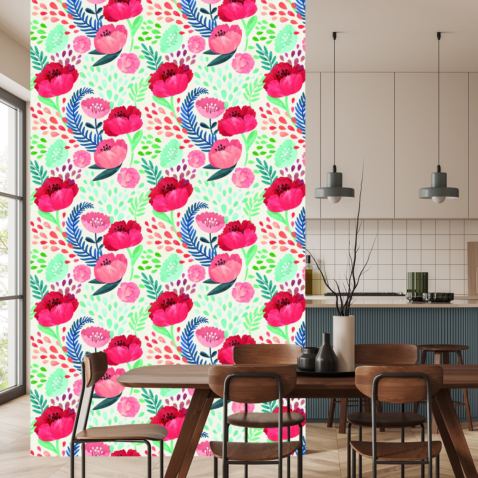 Tapeta Retro Maki Wśród Zieleni
