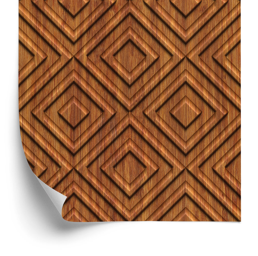 Tapeta Drewniany Wzór Geometryczny Retro