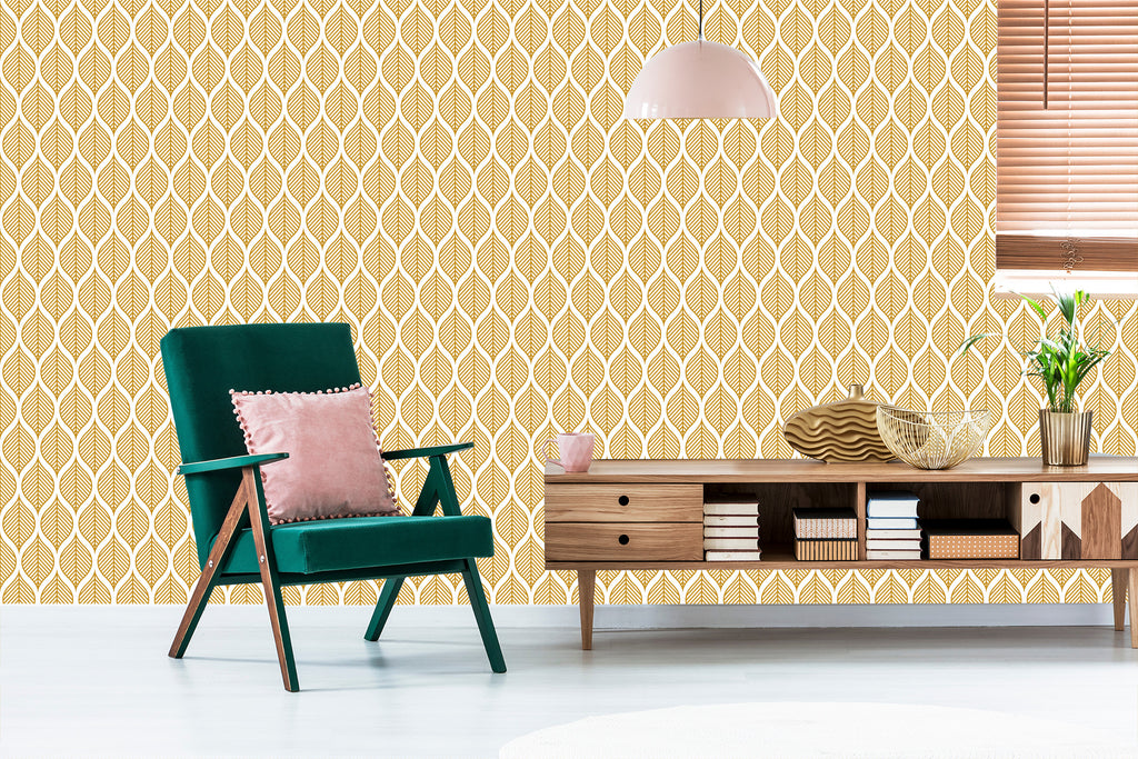 Tapeta Retro - Piękne Geometryczne Liście