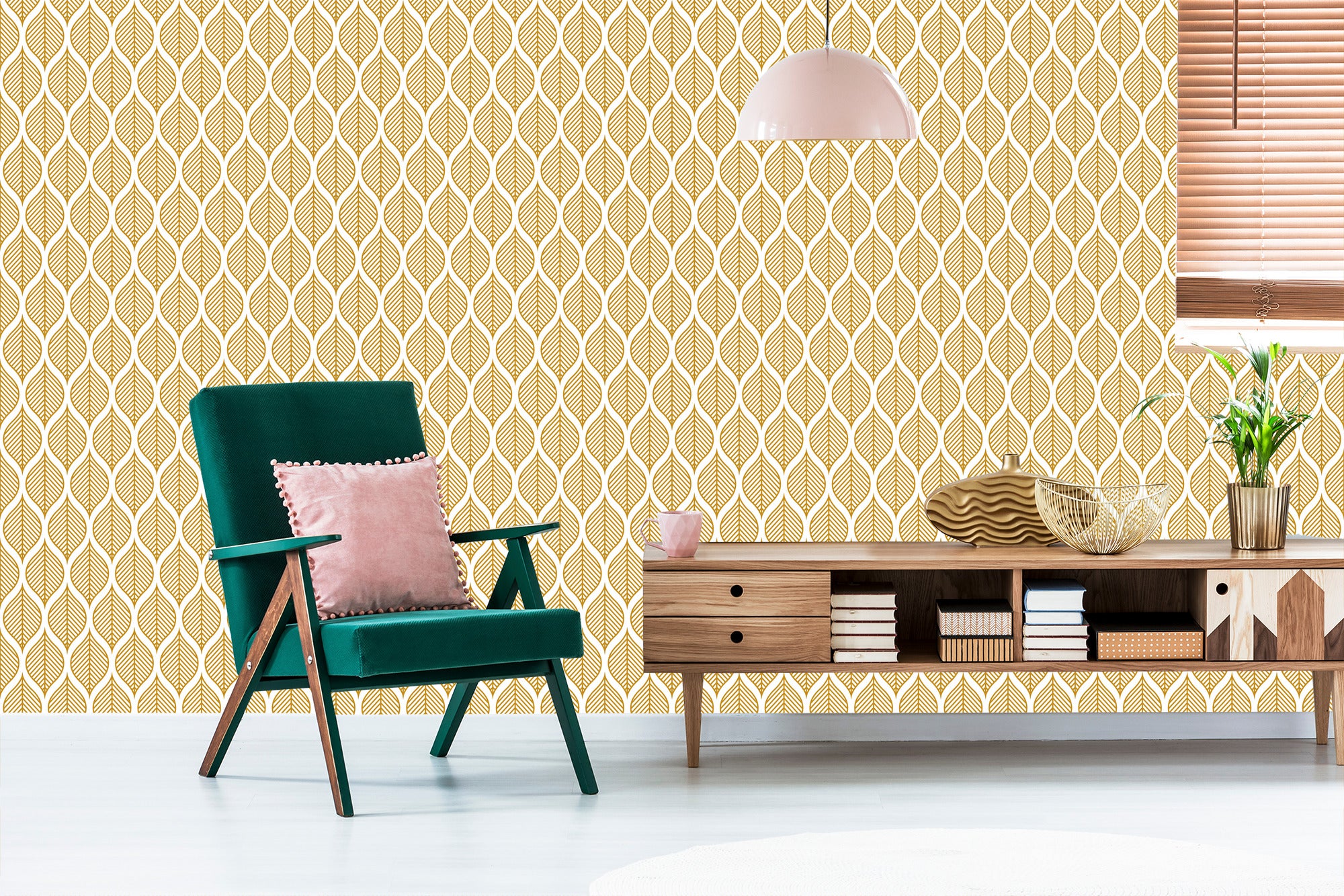 Tapeta Retro - Piękne Geometryczne Liście